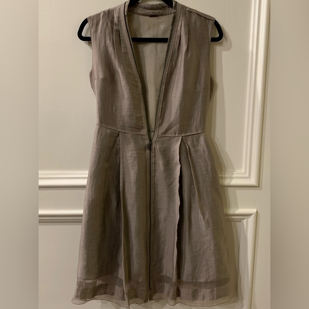 Elie Tahari Sleeveless Linen Silk Blend Zipper Dress Size XS